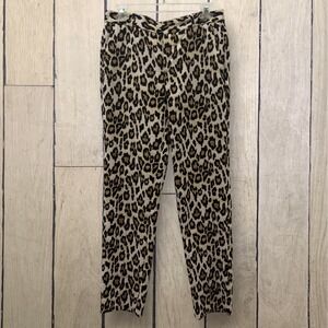 Banana Republic Avery Pant Size 4 Animal Print Leopard Flat Front Trouser‎ Brown